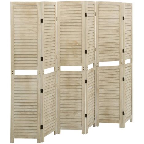 Cloison de séparation 6 panneaux  Paravent Pour Jardin, Balcon, Terrasse 210x165 cm Bois de Paulownia 83608