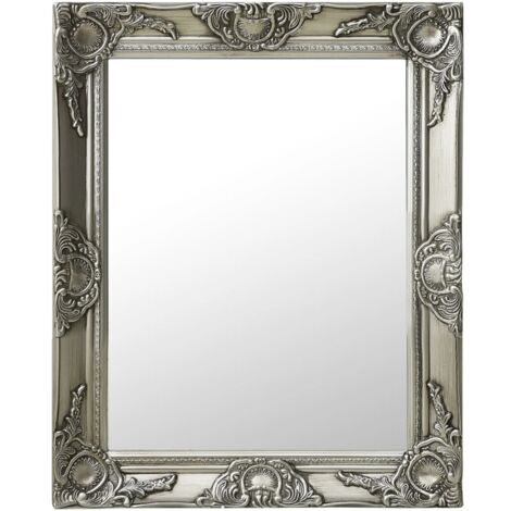 Miroir mural Style baroque Miroir déco pour Salle de bain Salon Chambre ou Dressing 50x60 cm Argenté 80106 (1/5)