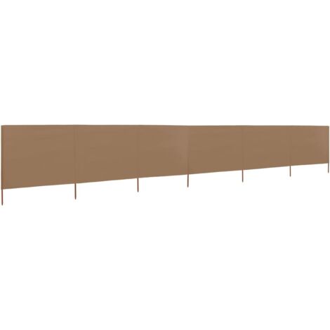 Paravent 6 panneaux Cloison de séparation Pour Jardin, Balcon, Terrasse Tissu 800 x 80 cm Taupe 29920 (1/5)