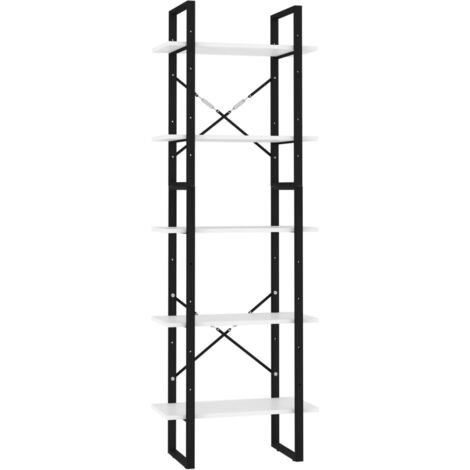 Étagère de Rangement Bibliothèque à 5 niveaux, Montage facile, Blanc 60x30x175 cm Aggloméré OIB7862E (1/5)