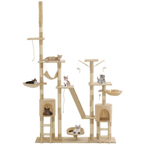 Arbre à chat Cadre d'escalade de Chat avec griffoirs en sisal 230-250 cm Beige 18824 (1/5)