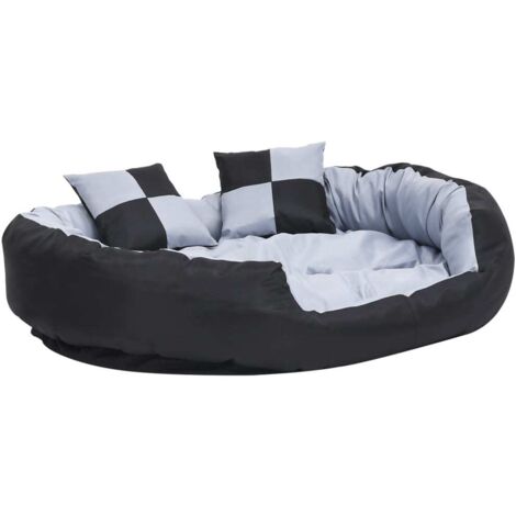 Coussin réversible lavable pour chien Lit de chien Gris et noir 110x80x23 cm 84956 (1/5)