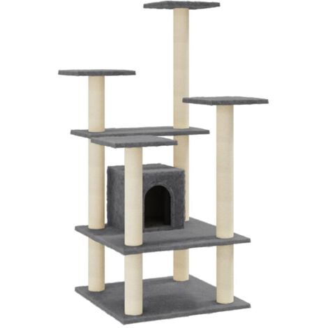 Arbre à chat Cadre d'escalade de Chat avec griffoirs en sisal Gris foncé 110 cm 17077 (1/5)