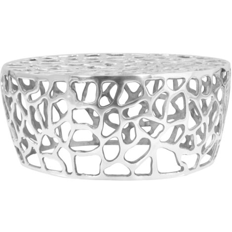 Table basse Table d'appoint pour Salon Chambre - Aluminium moulé 70 x 30 cm Argenté BV983172 - BonneVie (1/5)