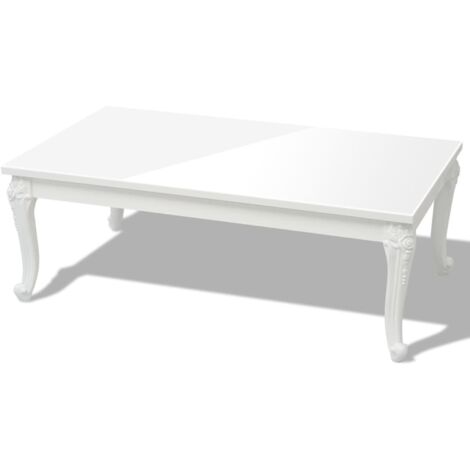 Table basse de salon, Table Café, 115x65x42 cm Blanc brillant OIB6223E (1/5)