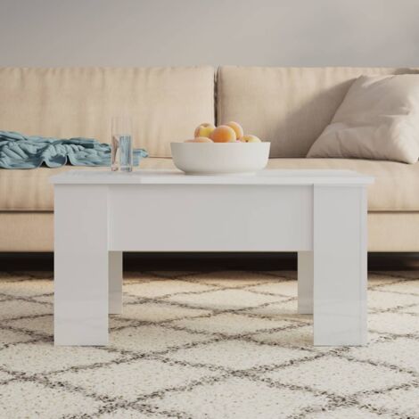 Table basse Table de salon  Bout de canapé Blanc brillant 79x49x41 cm Bois d'ingénierie 15417 (1/5)