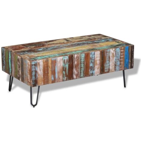 Table basse Table de salon  Bout de canapé Bois massif de récupération 100x50x38 cm 46415 (1/5)