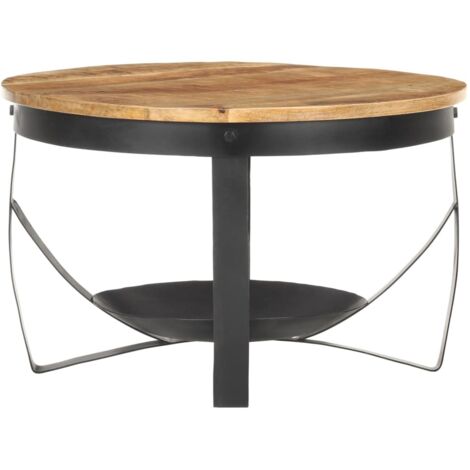 Table basse de salon, Table Café, Ø68x43 cm Bois de manguier brut OIB9012E (1/5)