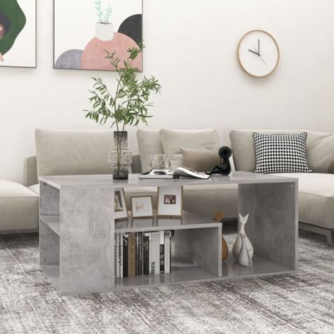 Table basse Table de salon  Bout de canapé Gris béton 100x50x40 cm Aggloméré 70260 (1/5)