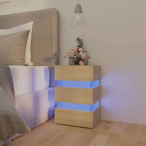 Table de chevet - Bout de Canapé Armoire De Rangement à LED Chêne sonoma 45x35x67 cm Aggloméré BV721287 - BonneVie (1/5)
