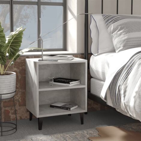 Table de chevet - Bout de Canapé Armoire De Rangement avec pieds en métal Gris béton 40x30x50 cm BV432646 - BonneVie (1/5)