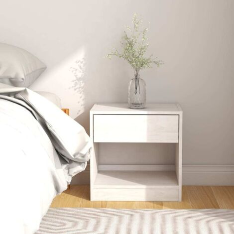 Table de chevet Table d'appoint Table de nuit Blanc 40x31x40 cm Bois de pin massif 67522 (1/5)