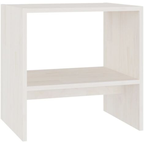 Table de chevet Blanc 40x30,5x40 cm Bois de pin massif (1/5)