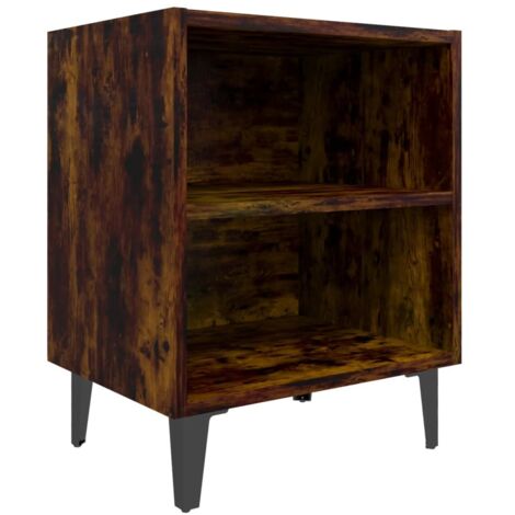 Table de chevet - Bout de Canapé Armoire De Rangement avec pieds en métal Chêne fumé 40x30x50 cm BV581973 - BonneVie (1/5)