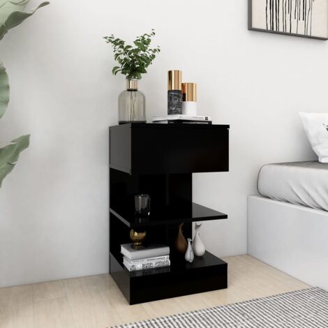 Table de chevet - Bout de Canapé Armoire De Rangement Noir 40x35x65 cm Aggloméré BV440069 - BonneVie (1/5)