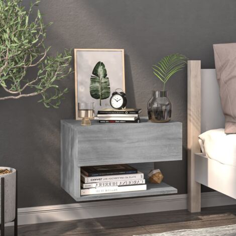 Table de chevet Table d'appoint Table de nuit murale Sonoma gris Bois d'ingénierie 26840 (1/5)