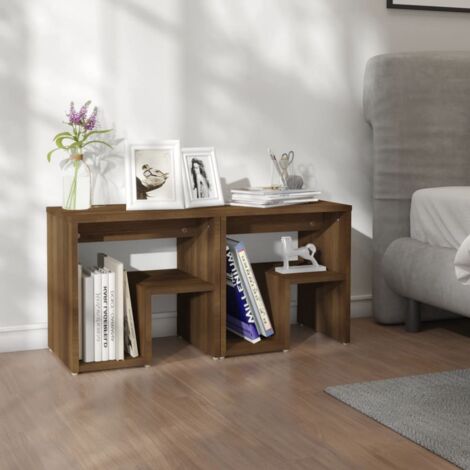 Lot de 2 Tables de Chevet, Tables de nuit, pour Chambre Salon Couloir, Chêne marron 40x30x40 cm Bois ingénierie OIB7141E (1/5)