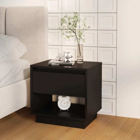 Table de chevet - Bout de Canapé Armoire De Rangement Noir 45x34x44 cm Aggloméré BV999671 - BonneVie (1/5)