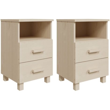 Lot de 2 Tables de chevet Tables d'appoint  Tables de nuit Marron miel 40x35x62cm Bois de pin solide 56817 (1/5)