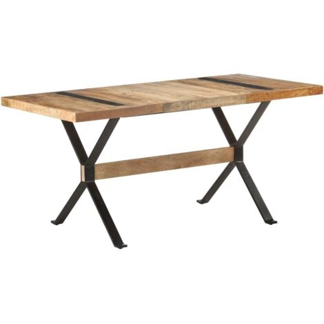 Table à manger Table à dîner 160x80x76 cm Bois de manguier brut 97777 (1/5)