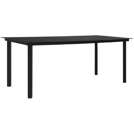 Table à manger de jardin Scandinave - Table de salle à manger Noir 190x90x74 cm Acier et verre BV887392 - BonneVie (1/4)