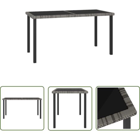 Table à manger de jardin Table à dîner  Gris 140x70x73 cm Résine tressée 80186 (1/5)