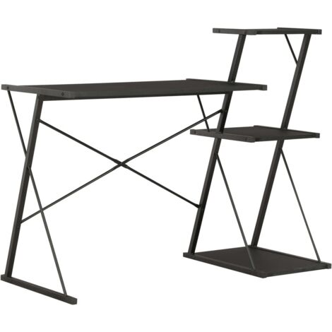 Bureau avec étagère Bureau informatique - Table d'ordinateur Noir 116x50x93 cm BV189796 - BonneVie (1/5)