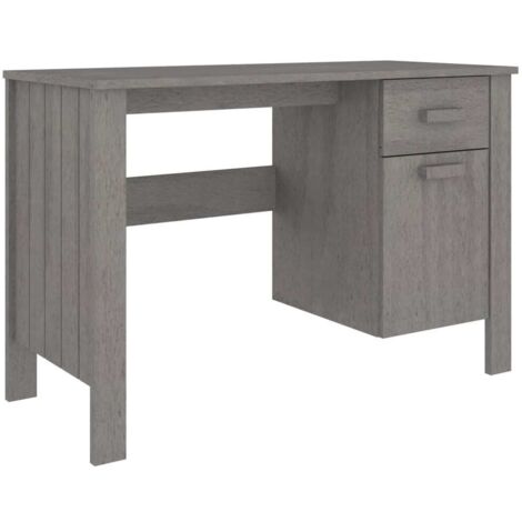 Bureau informatique Table d'ordinateur - Gris clair 113x50x75 cm Bois massif de pin BV301546 - BonneVie (1/5)