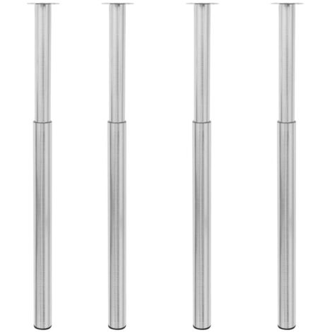 Lot de 4 Pieds de table télescopiques Pieds De Meuble Nickel brossé 710 mm-1100 mm 81439 (1/5)