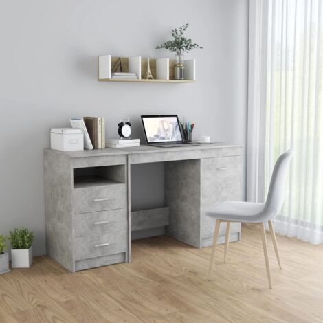 Bureau informatique Table d'ordinateur - Gris béton 140x50x76 cm Aggloméré BV395365 - BonneVie (1/5)