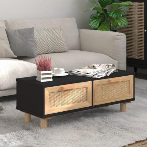 Table basse Table de salon Bout de canapé Noir 80x40x30 cm Bois d'ingénierie et pin massif 77739 (1/5)