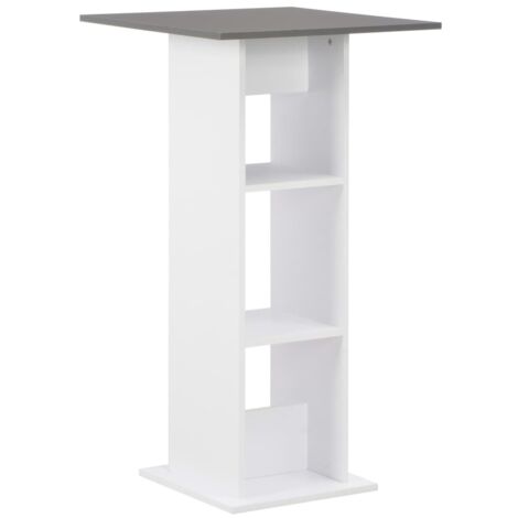 Table de bar Table haute  Table de Cuisine Blanc et gris anthracite 60x60x110 cm 57119