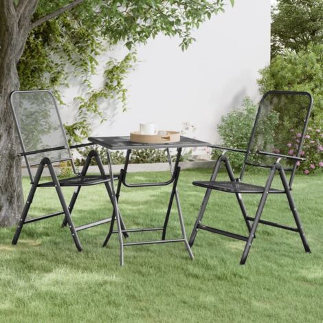 Table d'extérieur Table de salon de jardin - 60x60x72 cm Maille métallique Anthracite BV168622 - BonneVie (1/5)