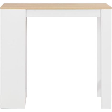 Table de bar Table haute Table de Cuisine avec étagère Blanc 110x50x103 ...