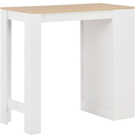 Table de bar Table haute Table de Cuisine avec étagère Blanc 110x50x103 ...