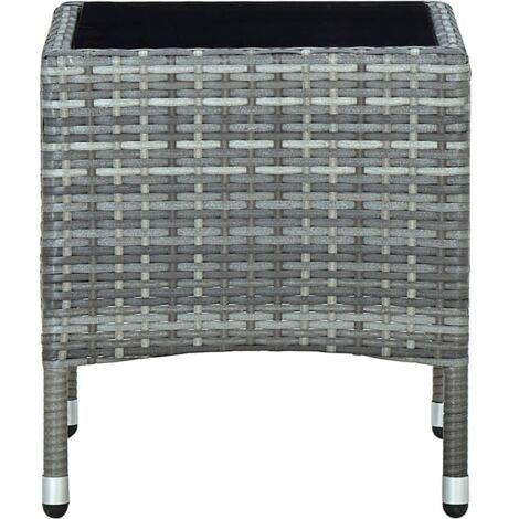 Table de jardin Table d'extérieur Table d'appoint Gris 40x40x45 cm Résine tressée 47265 (1/5)