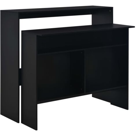 Table de bar Table haute Table de Cuisine avec 2 dessus de table Noir 130 x 40 x 120 cm 59223 (1/5)