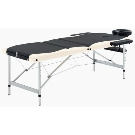 Table de massage pliable 3 zones Lit de massage Table de Soin Aluminium Noir et beige 98683 (1/5)