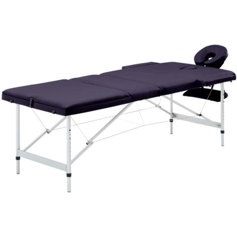 Table de massage pliable 3 zones Lit de massage Table de Soin Aluminium Violet 10946 (1/5)