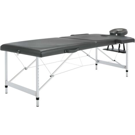 Table de massage 2 zones Lit de massage Table de Soin Cadre en aluminium Anthracite 186x68cm 11038 (1/5)