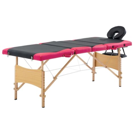 Table de massage pliable 4 zones Lit de massage Table de Soin Bois Noir et rose 23052 (1/5)