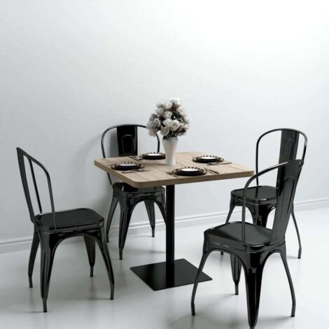 Table de bistro Table haute - Table d'appoint MDF et acier Carré 80x80x75 cm Couleur de chêne BV119874 - BonneVie (1/5)