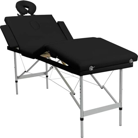 Table pliable de massage Noir 4 zones Lit de massage Table de Soin avec cadre en aluminium 69406 (1/5)