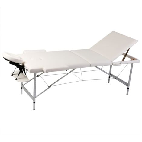 Table pliable de massage Blanc crème 3 zones Lit de massage Table de Soin cadre en aluminium 33240 (1/5)
