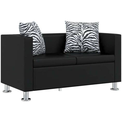 Canapé fixe 2 places Canapé scandinave Sofa Cuir synthétique Noir 35465 (1/5)