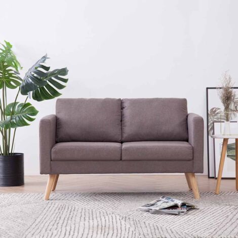 Canapé fixe 2 places Canapé scandinave Sofa Tissu Taupe 85337 (1/5)