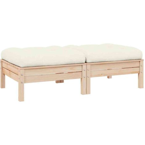 Canapé fixe 2 places de jardin  Sofa Banquette de jardin et coussins crème Bois de pin solide 86432 (1/5)