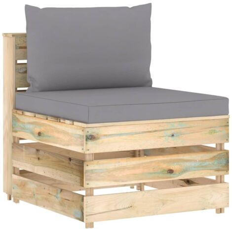 Canapé central sectionnel Canapé fixe Canapé scandinave Sofa avec coussins Bois imprégné de vert 58610 (1/5)