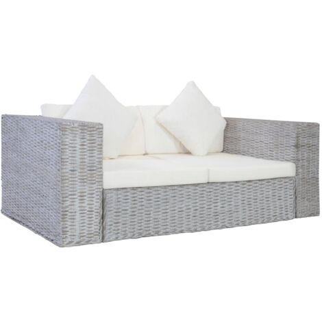 Canapé 2 places Canapé relax - Canapé de salon avec coussins Gris Rotin naturel BV835928 - BonneVie (1/5)