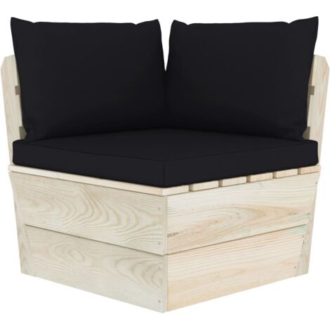 Canapé d'angle de jardin palette, Canapé d'extérieur, Meuble de jardin, avec coussins Épicéa imprégné OIB4458E (1/5)